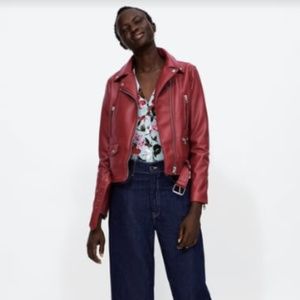 ZARA - FAUX LEATHER ZIPPERED JACKET